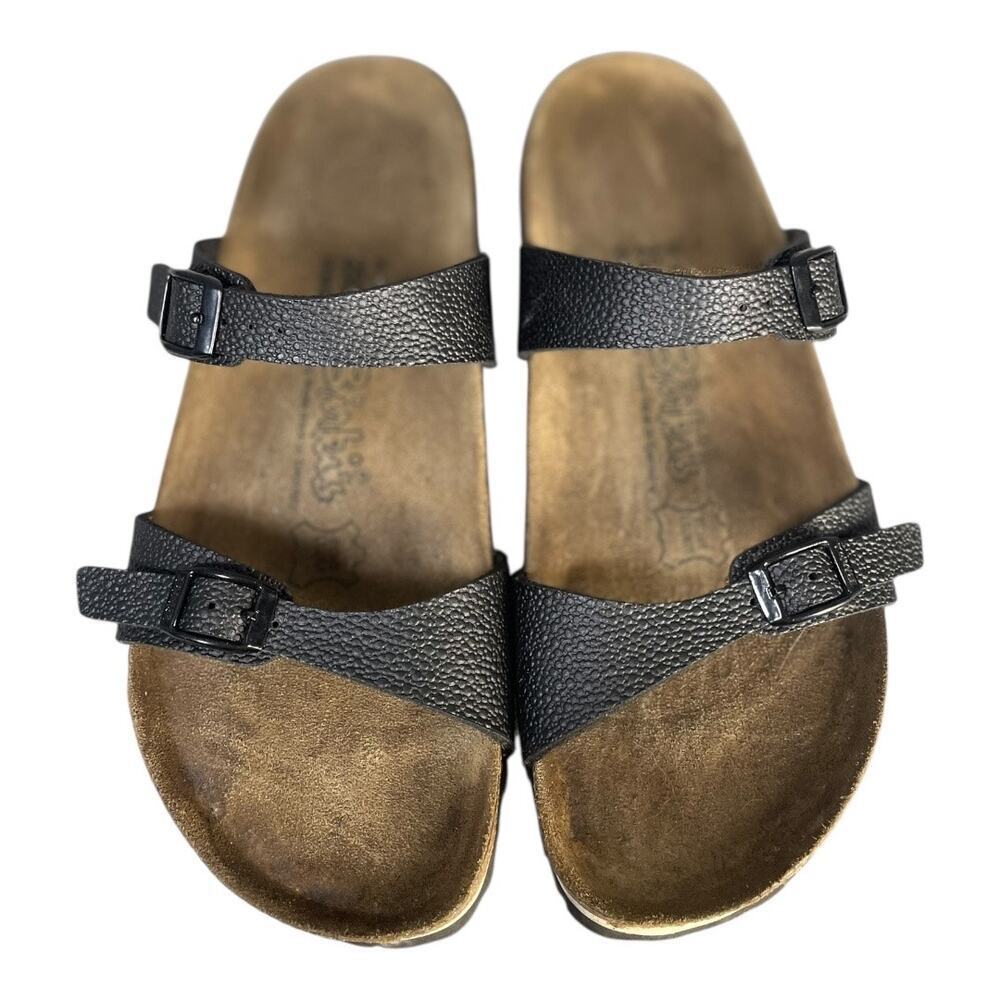 Birki’s By Birkenstock Women’s Tahiti Black Leather Double Strap Sandals Size-8 - Picture 5 of 10